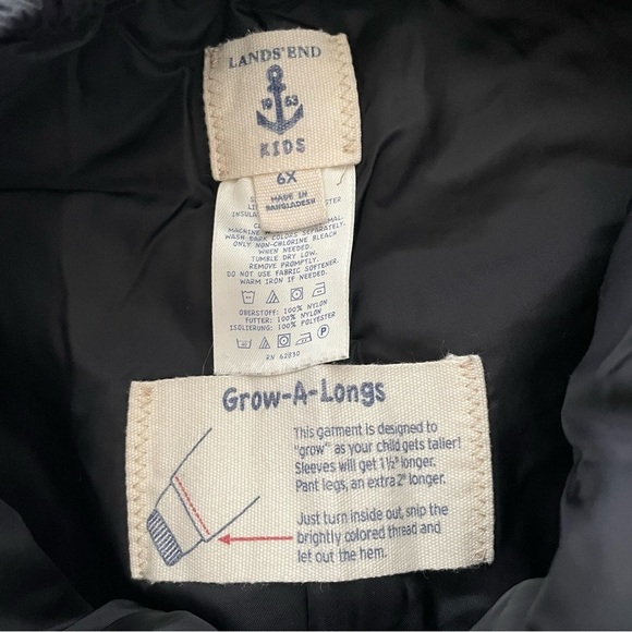 Lands' End Squall Snow Ski Pants Kids Girls 6X Black Grow A Longs Waterproof - Picture 3 of 16